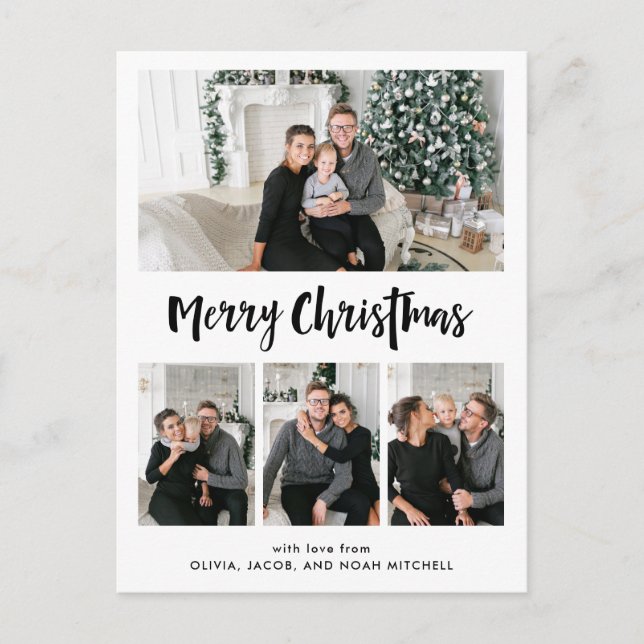 Frohe Weihnachten | Schwarz-Weiß-Foto-Gitter (Vorderseite)