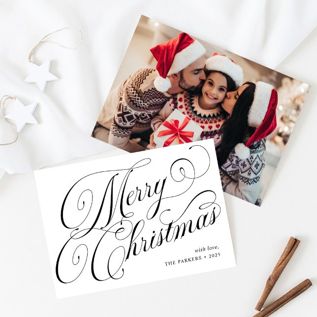 Frohe Weihnachten Schwarz-Weiß-Kalligrafie-Foto (Von Creator hochgeladen)