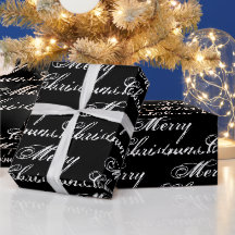 Frohe Weihnachten Schwarz-Weiß-Kalligraphie elegan