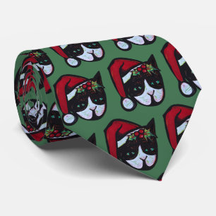 Frohe Weihnachten Schwarz-Weiß Katze Krawatte