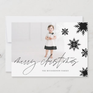 Frohe Weihnachten Schwarz & Weiß Schneeflocken Fam