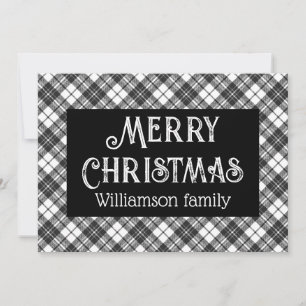 Frohe Weihnachten Schwarz-weiß Tartan Ihr Name