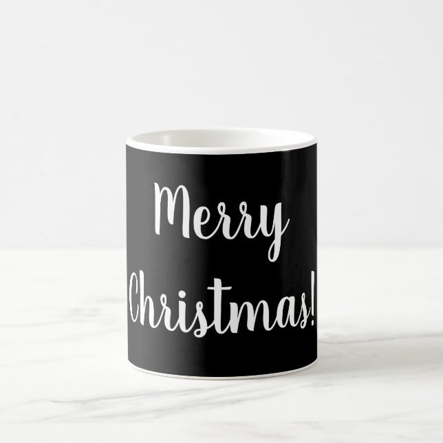 Frohe Weihnachten Schwarz & Weiß Typografie Festiv Kaffeetasse (Mittel)