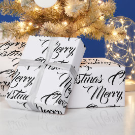Frohe Weihnachten Schwarz-weiße benutzerdefinierte Geschenkpapier