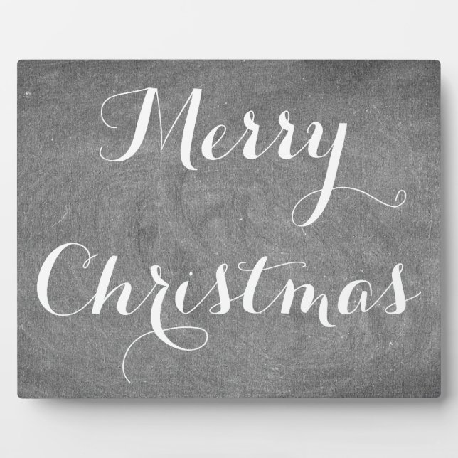 Frohe Weihnachten Schwarz-weiße Chalkboard Blackbo Fotoplatte (Vorderseite)