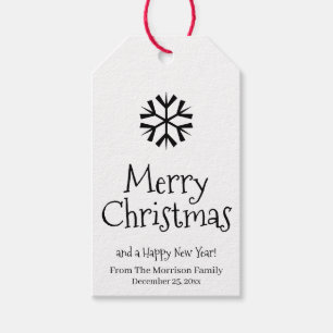 Frohe Weihnachten Schwarz-weiße Schneeflocke niedl Geschenkanhänger