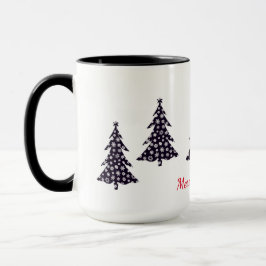 Frohe Weihnachten, schwarze Bäume mit fallendem Sc Tasse