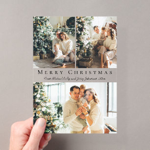 Frohe Weihnachten schwarze Drehbuch 3 Fotos Urlaub Acryleinladungen