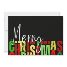 Frohe Weihnachten Schwarze farbenfrohe Grußkarte