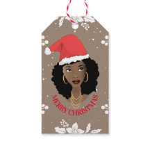 Frohe Weihnachten, schwarze Frau, rote Weihnachtsm