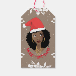 Frohe Weihnachten, schwarze Frau, rote Weihnachtsm Geschenkanhänger