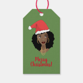 Frohe Weihnachten! Schwarze Frau, Rote Weihnachtsm Geschenkanhänger