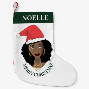 Frohe Weihnachten, Schwarze Frau, Rote Weihnachtsm Kleiner Weihnachtsstrumpf