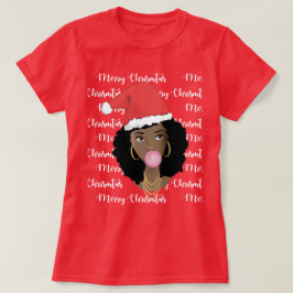 Frohe Weihnachten, Schwarze Frau, Rote Weihnachtsm T-Shirt