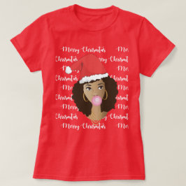 Frohe Weihnachten, Schwarze Frau, Rote Weihnachtsm T-Shirt