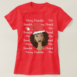 Frohe Weihnachten, Schwarze Frau, Rote Weihnachtsm T-Shirt