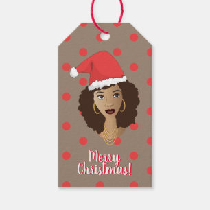 Frohe Weihnachten! Schwarze Frau, Weihnachtsmannmü Geschenkanhänger