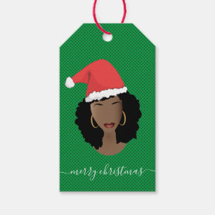 Frohe Weihnachten, Schwarze Frau, Weihnachtsmannmü Geschenkanhänger