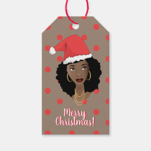 Frohe Weihnachten! Schwarze Frau, Weihnachtsmannmü Geschenkanhänger