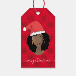 Frohe Weihnachten, Schwarze Frau, Weihnachtsmannmü Geschenkanhänger