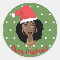 Frohe Weihnachten! Schwarze Frau, Weihnachtsmannmü
