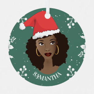 Frohe Weihnachten, Schwarze Frauen Rote Weihnachts Ornament Aus Metall