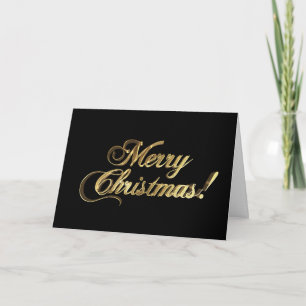 Frohe Weihnachten Schwarze Gold Typografie Elegant Karte