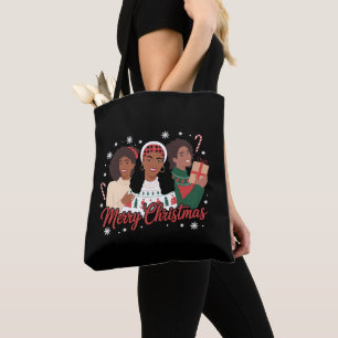 Frohe Weihnachten Schwarze Königin Mädchen Afrikan Tasche