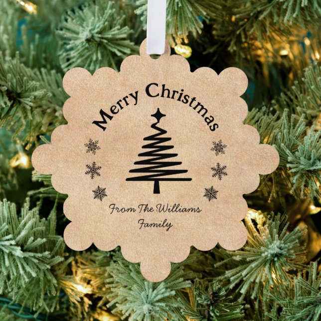 Frohe Weihnachten schwarze Weihnachtsbaum minimal Ornament Karte (Insitu (Baum))