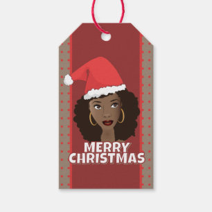 Frohe Weihnachten, schwarze Weihnachtsmannmütze Geschenkanhänger