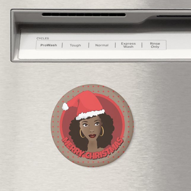 Frohe Weihnachten, schwarze Weihnachtsmannmütze Magnet (In Situ (Geschirrspüler))