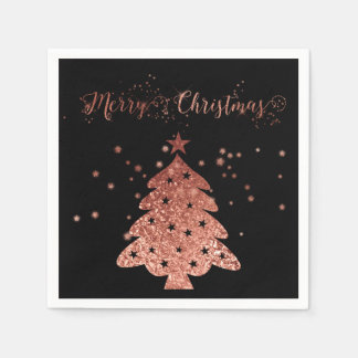Frohe Weihnachten Schwarzer Hintergrund Rosa Imita Serviette