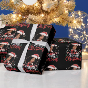 Frohe Weihnachten Schwarzes afrikanisches Mädchen Geschenkpapier