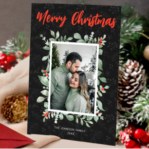Frohe Weihnachten Schwarzes Foto Eleganter Gruß