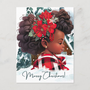 Frohe Weihnachten Schwarzes Mädchen Melanin Girls  Postkarte