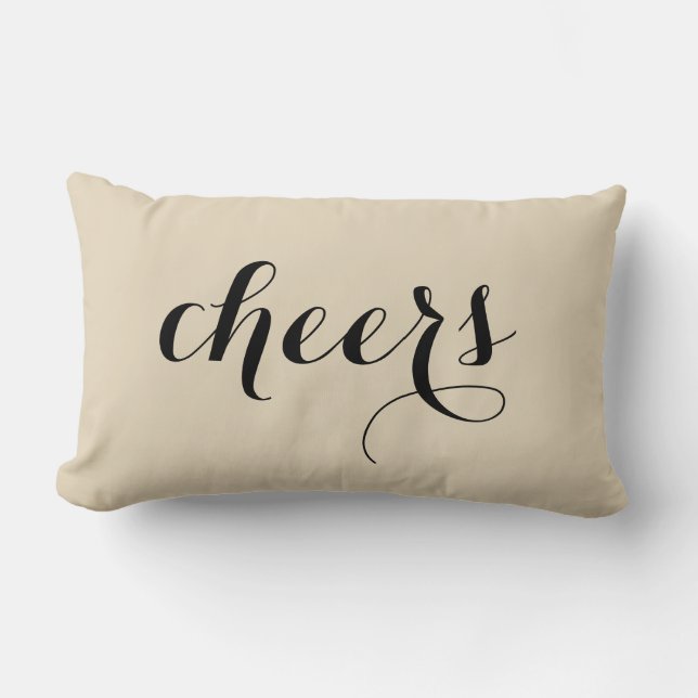 Frohe Weihnachten Schwarzes Script Beige Feiertag Lendenkissen (Vorderseite)