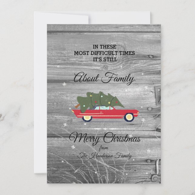 Frohe Weihnachten schwierigste Zeiten rustikal (Vorderseite)