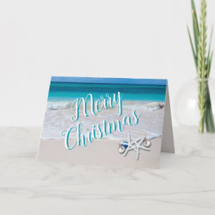 Frohe Weihnachten Seestern am Strand Weihnachten Karte