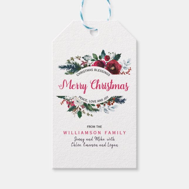 Frohe Weihnachten Segnungen Frieden, Liebe und Fre Geschenkanhänger (Vorderseite)