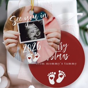 Frohe Weihnachten sehen Sie im Foto 2026 Schwanger Keramik Ornament