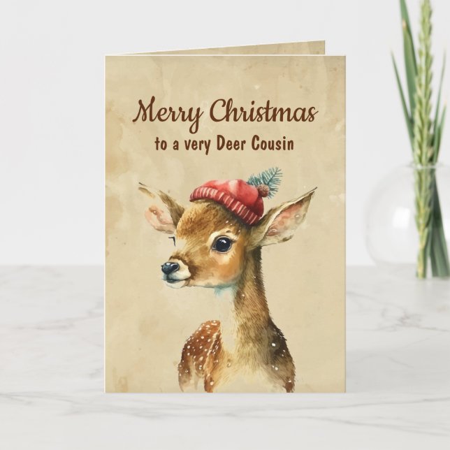 Frohe Weihnachten Sehr Hirsche Cousin Karte (Vorderseite)