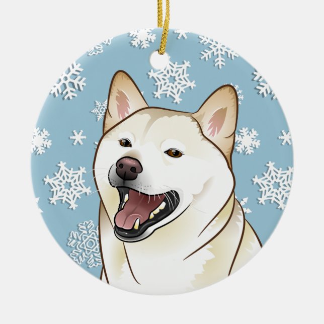 Frohe Weihnachten Shiba Inu Keramik Ornament (Vorne)