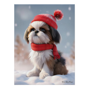 Frohe Weihnachten, Shih Tzu Dog Welpe 01 - Happy C Poster