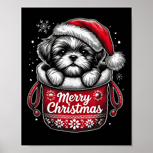 Frohe Weihnachten Shih Tzu Grafik T-Shirt  Poster (Vorne)
