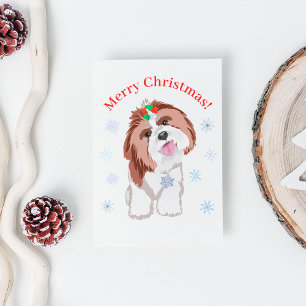 Frohe Weihnachten Shih Tzu mit Snowflake Hund