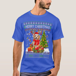 Frohe Weihnachten Shih Tzu Santa Xmas Tree Lights  T-Shirt