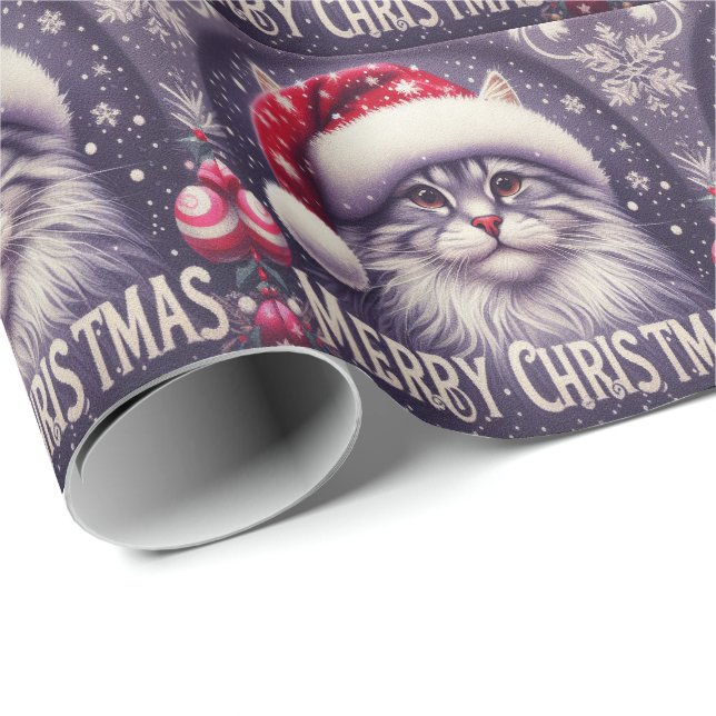 Frohe Weihnachten sibirische Katze, Weihnachten We Geschenkpapier (Rolleneckpunkt)