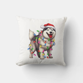 Frohe Weihnachten Sibirischer Husky mit Weihnachts Kissen
