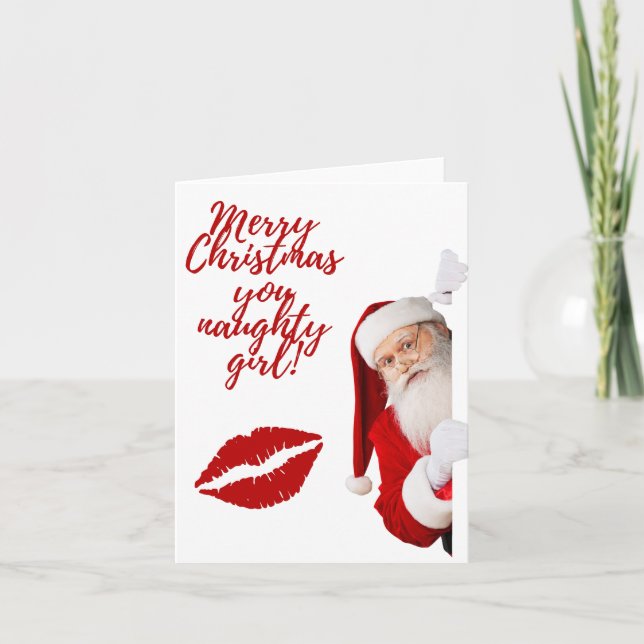 Frohe Weihnachten Sie frech Mädchen Funny Santa Ho (Vorderseite)
