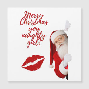Frohe Weihnachten Sie frech Mädchen Funny Santa Ho Magnetkarte